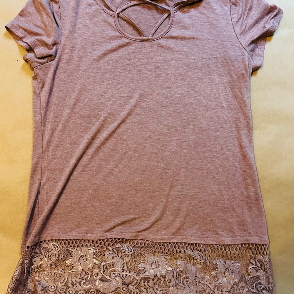 Maurices Mauve Embellished Short Sleeve Tee